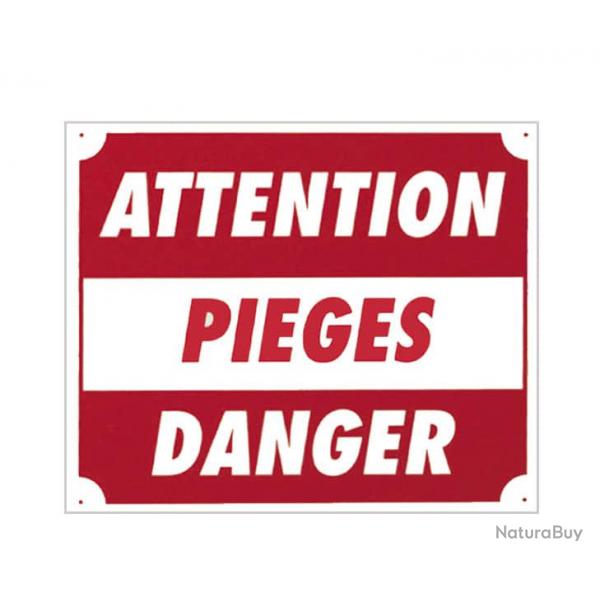 Panneau ''Attention piges danger'' 30 x 25 cm Rouge