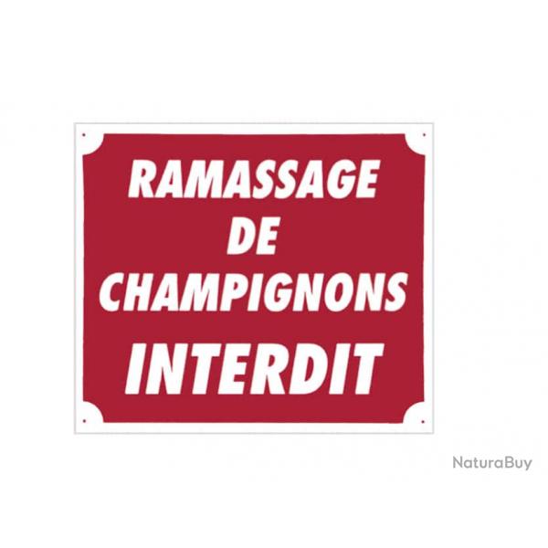 Panneau ''Ramassage de champignons interdit'' 30 x 25 cm Rouge