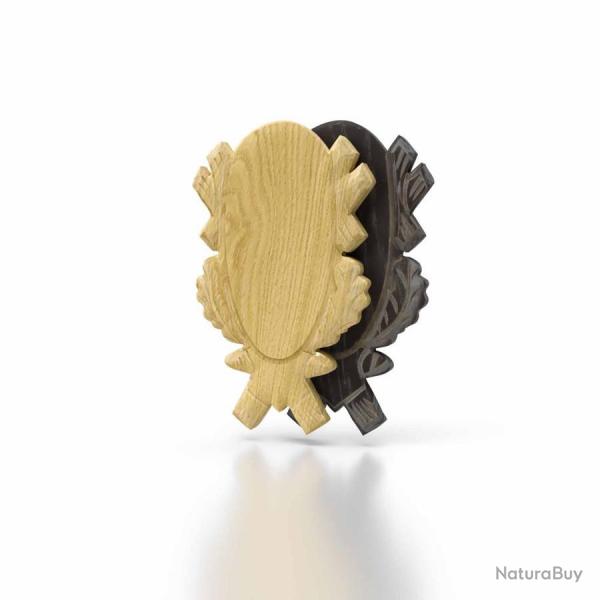 Plaque de Chevreuil Chne 4 sculpt - 18 x 9 cm Fonc