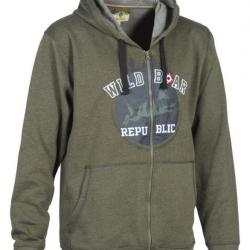 Sweatshirt avec zip a capuche wild boar republic KAKI 2XL