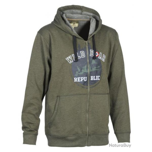 Sweatshirt avec zip a capuche wild boar republic KAKI 2XL