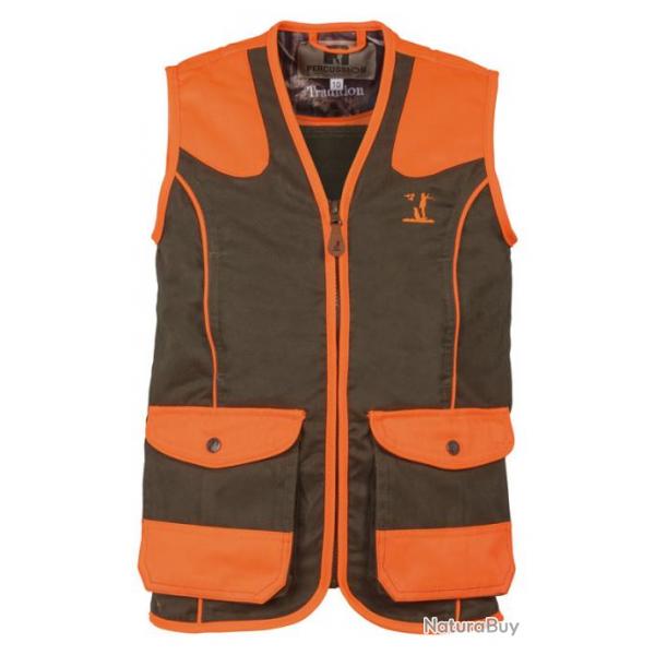 Gilet tradition enfant haute visibilite 10A KAKI ORANGE