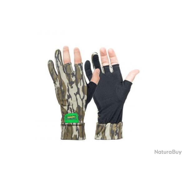 Gants stretch anti-derapants 3 doigts decouverts camo mossy oak bottomland