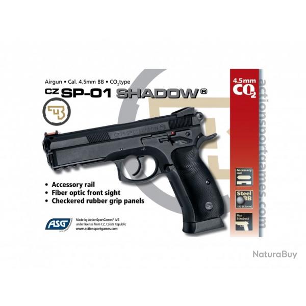 CZ SP-01 SHADOW Pistolet -No Blowback-Noir 4,5 mm Co2 Bbs Acier