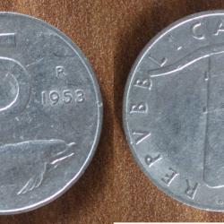 Italie 5 Lire 1953 Par Romagnoli Piece Lires