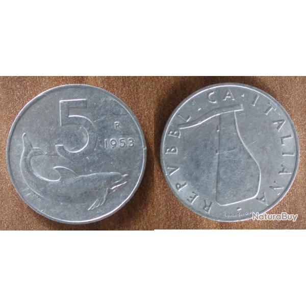 Italie 5 Lire 1953 Par Romagnoli Piece Lires