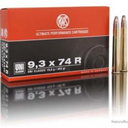 Balles RWS Uni Classic 9.3x74R : 293 Grs - 1 boîte de 20 munitions