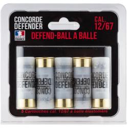 5 CARTOUCHES DEFEND-BALL CAL. 12/67 À BALLE ELASTOMERE BIOR