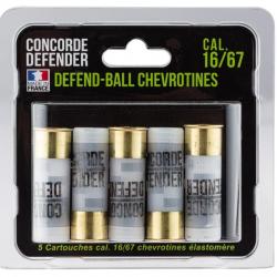 5 CARTOUCHES DEFEND-BALL CAL. 16/67 CHEVROTINES ELASTOMERE