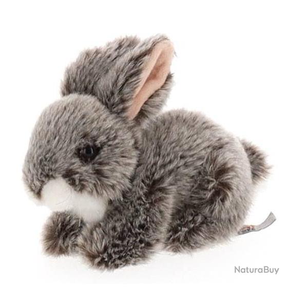 PELUCHE LAPIN GRIS COUCHE- 18 CM