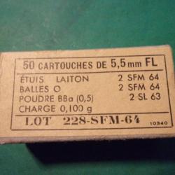 Boite de 50 munitions 5,5mm lot SFM de 64 neuve