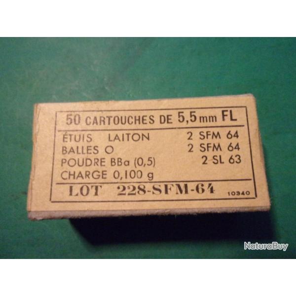 Boite de 50 munitions 5,5mm lot SFM de 64 neuve