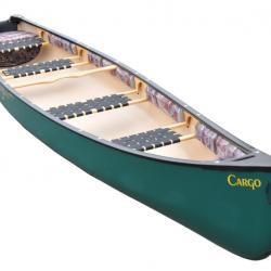 Canoë chasse/pêche ESQUIF Cargo 17' (5,12 m), vert, quatre bancs, motorisable 7 CV, homologué CE.