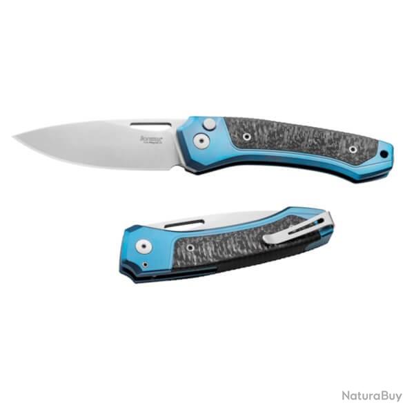 TW.BLCF Couteau pliant Lionsteel "TWAIN" Titanium bleu/fibre de carbone