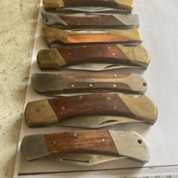 lot de 8 couteaux pliants manche en bois