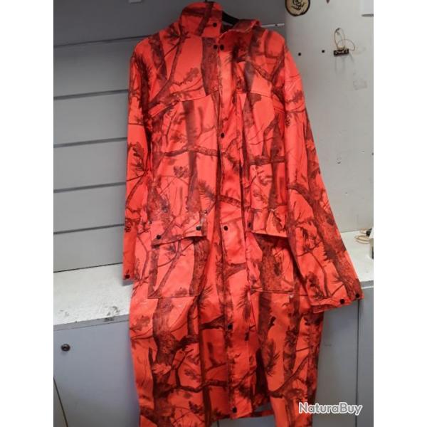 11001 MANTEAU DE PLUIE MILLEAU GHOST ORANGE FLUO TAILLE XL OCCASION