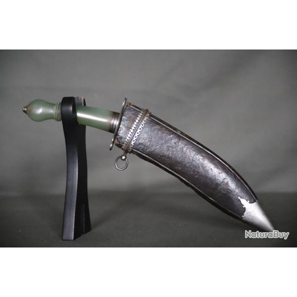 Couteau de style kukuri (kukri)  poigne en jadite - Inde ou Afghanistan, re Victorienne