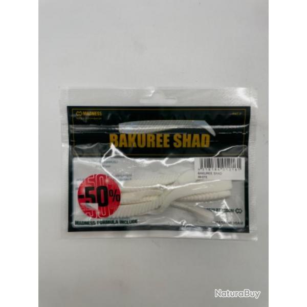 Leurres souples madness bakuree Shad 80 white