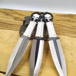 lot de 3 couteaux à lancer motif tête de mort 17 cm