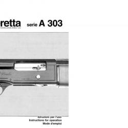 notice fusil BERETTA A303 en francais A 303 (envoi par mail) - VENDU PAR JEPERCUTE (m2162)