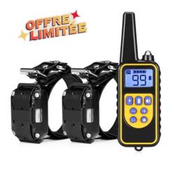 COLLIER DE DRESSAGE 2 chiens noir - 800 METRES - ecran LCD Top fiabilité - PROMO LIMITÉE