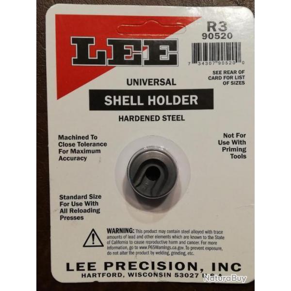 shell holder Lee 3 N3 R3 pour 22 sav, 25/35, 219 zi, 6.5x55, 7x30, 7.5x55, 7.63x53, 30/30, 45 win..