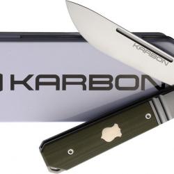 KARB114 Couteau Karbon Flatline OD G10/Titane Lame Acier 154CM IKBS Framelock Clip