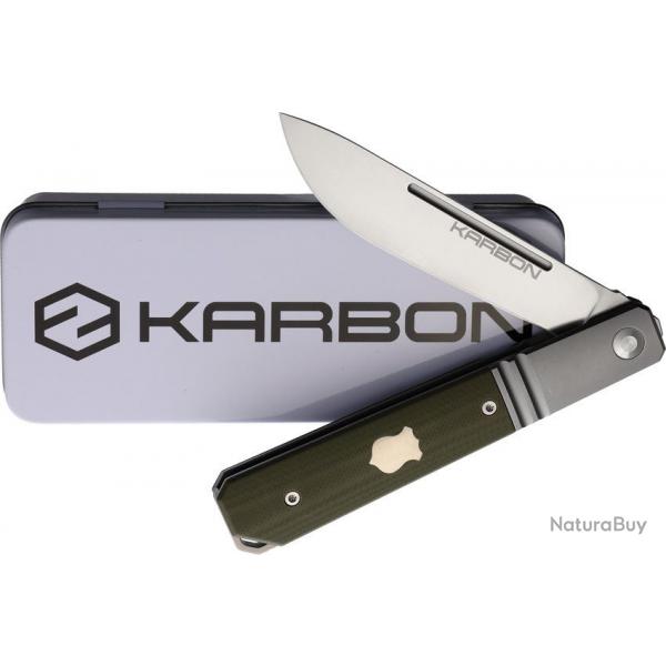 KARB114 Couteau Karbon Flatline OD G10/Titane Lame Acier 154CM IKBS Framelock Clip