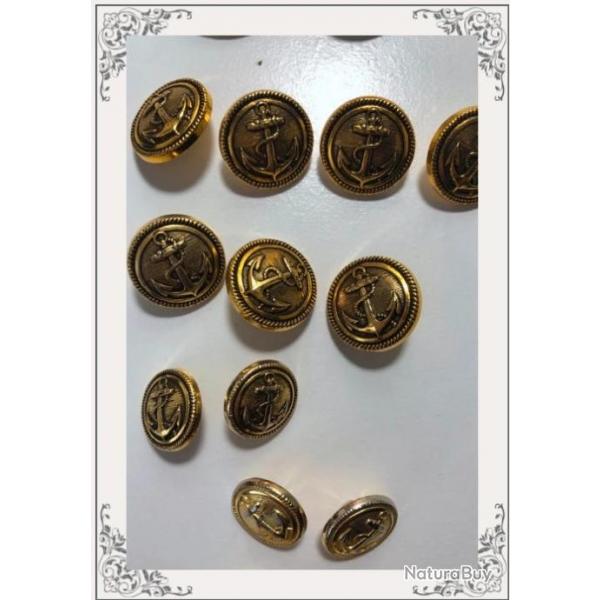 15 boutons ancres de coloris bronze dor