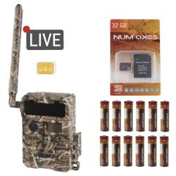 Pack piège photo Num'Axes PIE1067 4G live streaming Camo + piles + Carte mémoire et Carte Sim