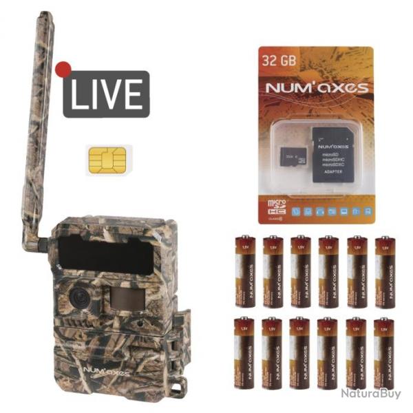 Pack pige photo Num'Axes PIE1067 4G live streaming Camo + piles + Carte mmoire et Carte Sim