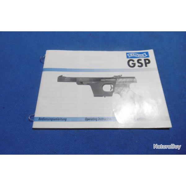 MODE D'EMPLOI PISTOLET WALTHER GSP / GSP MATCH