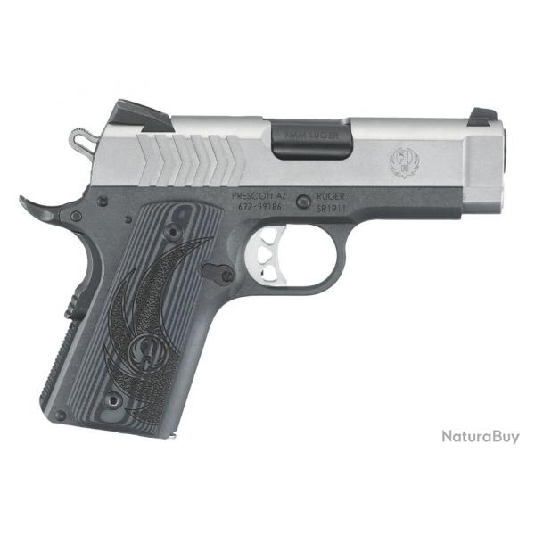 RUGER - PISTOLET SR1911 .9MM LUGER LWGT OFFICER 3.6" 7+1CPS STAINLESS STEEL (2C)