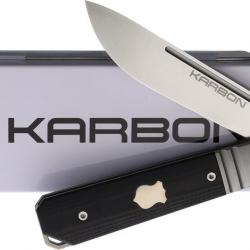 KARB112 Couteau Karbon Flatline Black Manche G10/Titane Lame Acier 154CM IKBS Framelock Clip