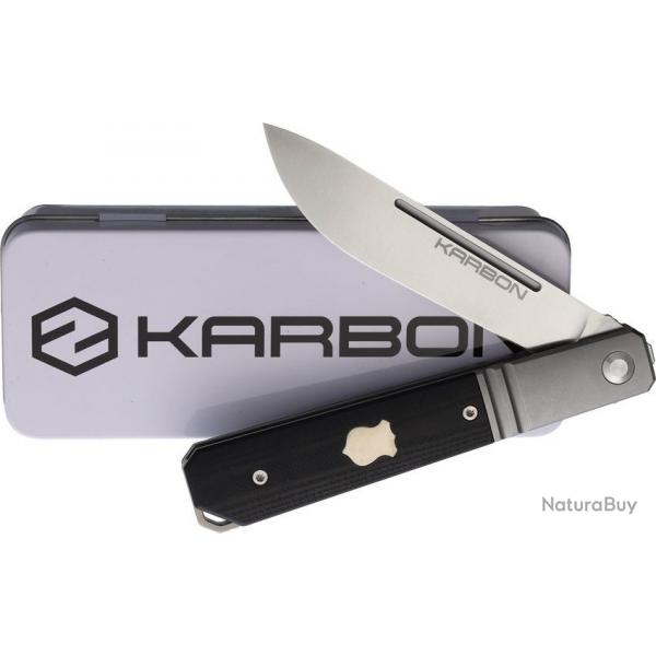 KARB112 Couteau Karbon Flatline Black Manche G10/Titane Lame Acier 154CM IKBS Framelock Clip