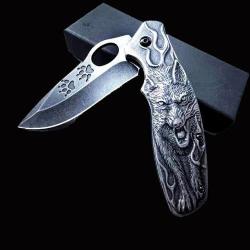 Couteau Viking Pliant Loup Geri - Votre Compagnon d'Aventure enchèr