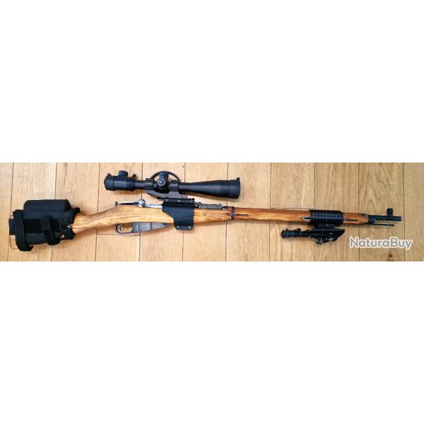 Adaptateur droit + collier monobloc Lunette sur rails picatinny - Mosin Nagant Sniper