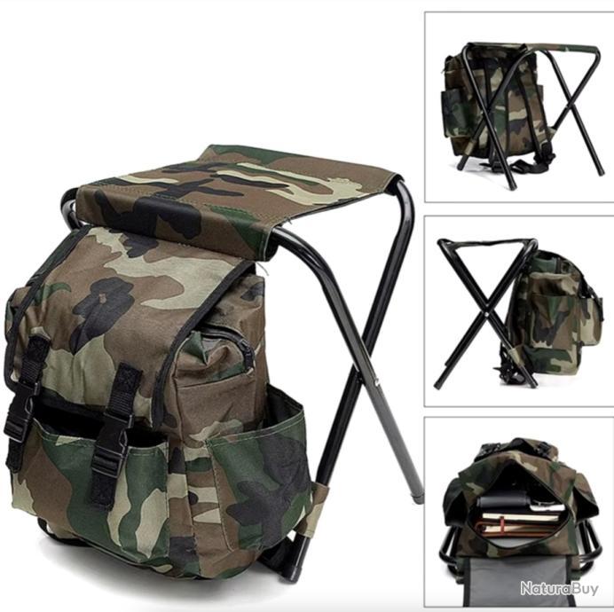 Chaise Pliante avec Sac à Dos pour Pêche Chasse camping