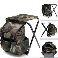 Chaise Pliante avec Sac à Dos pour Pêche Chasse camping - Camouflage