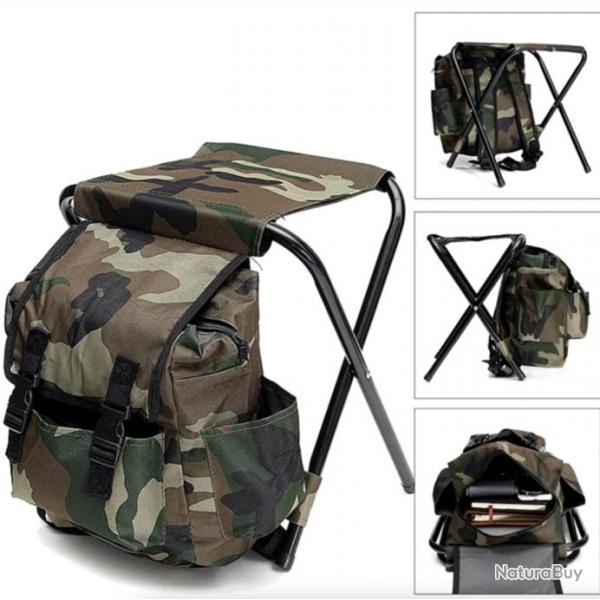 Chaise Pliante avec Sac  Dos pour Pche Chasse camping - Camouflage