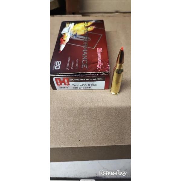 20 MUNITIONS HORNADY 7MM-08 REM - 139GR - SST - SUPERFORMANCE - NEUF