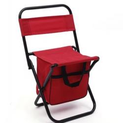 Chaise Pliante Portable avec Sac Isotherme et Dossier - Tabouret de Pêche, Camping, et Plage Rouge