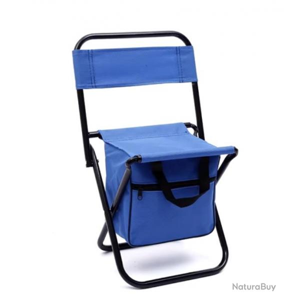 Chaise Pliante Portable avec Sac Isotherme et Dossier - Tabouret de Pche, Camping, et Plage Bleu