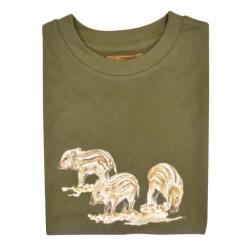 PROMO Tee-shirt enfant kaki 3 marcassins 7/8 ans (Taille 7/8)