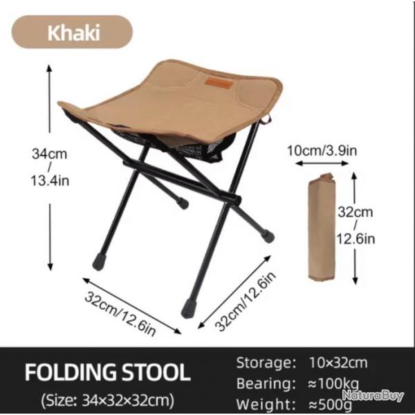 Mini Chaise Pliante Portable Ultralgre Pour Pche Camping Chasse Kaki