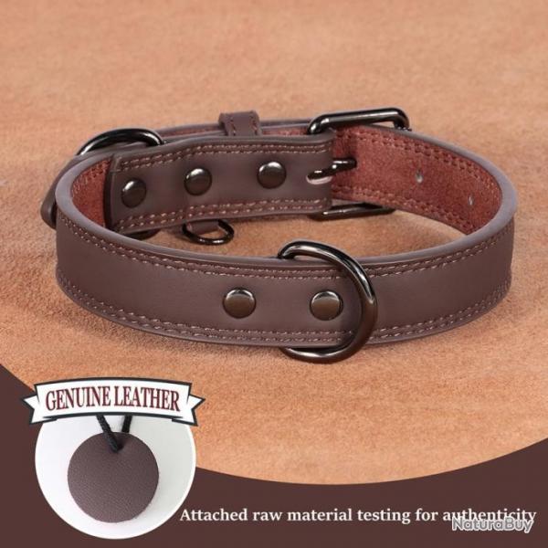 Collier pour chien en cuir marron - LIVRAISON GRATUITE