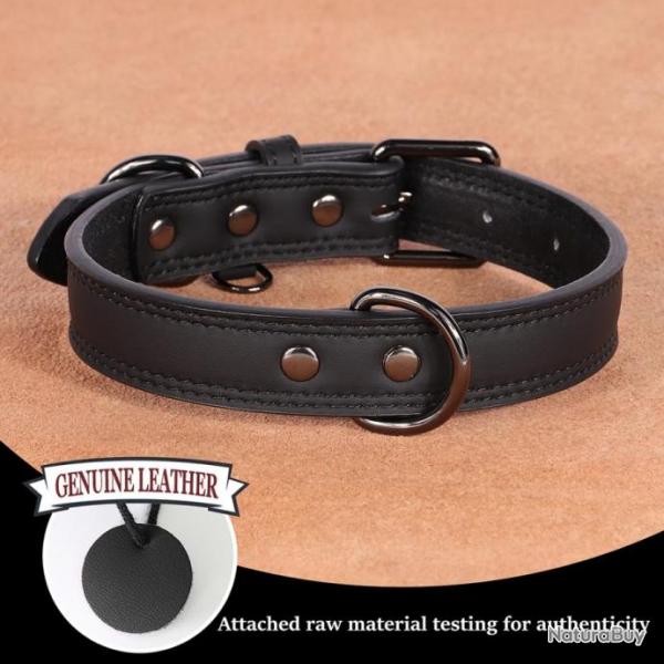 Collier pour chien en cuir noir - LIVRAISON GRATUITE