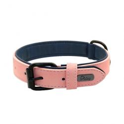 Collier rose en cuir pour chien - LIVRAISON GRATUITE