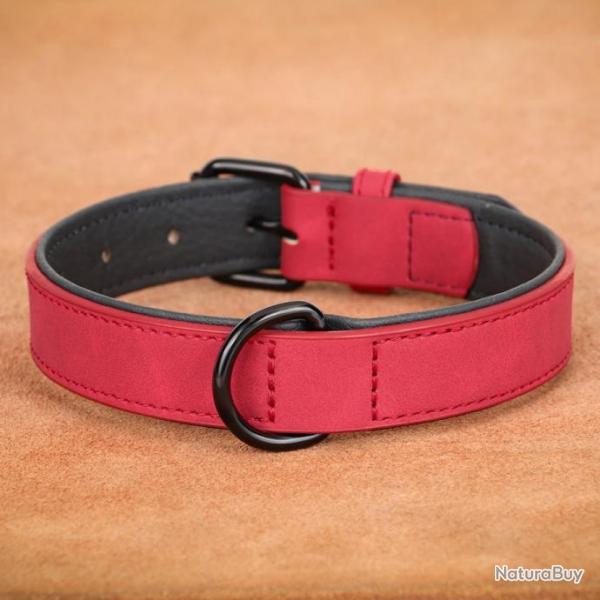 Collier rouge en cuir pour chien - LIVRAISON GRATUITE