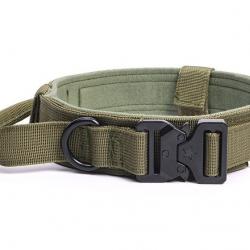 Collier pour chien type militaire vert kaki